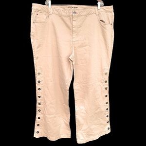 Peace Love World Tan Buttoned Leg Flare Jeans